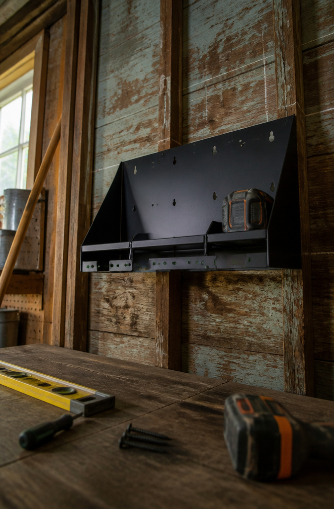 Mounting a charging station on a wall with screws and a stud finder.