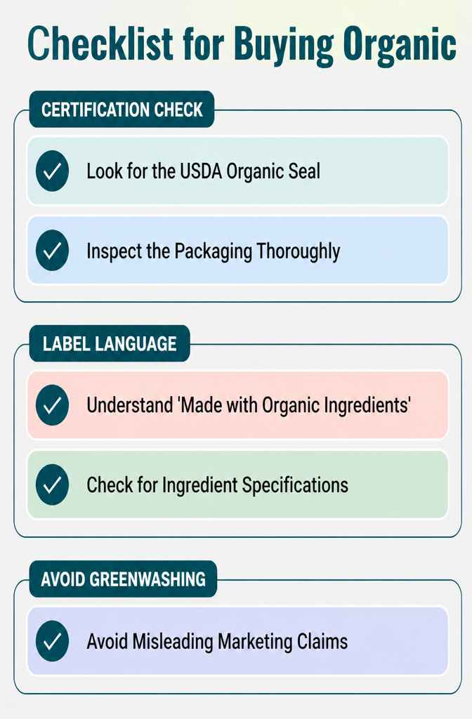 What Does Organic Mean? 6 Ways the USDA Label Actually Works 13 Checklist for buying organic products.