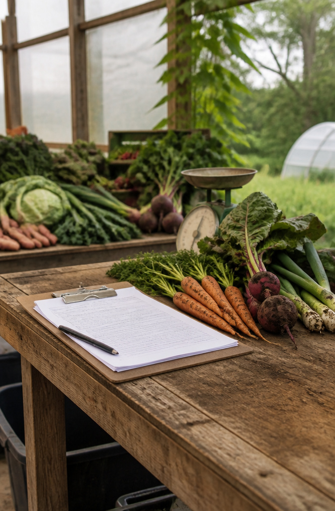 What Does Organic Mean? 6 Ways the USDA Label Actually Works 4 Clipboard with checklists next to freshly harvested organic produce.