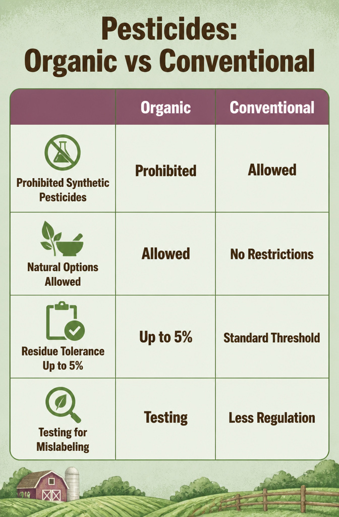 What Does Organic Mean? 6 Ways the USDA Label Actually Works 5 Information image titled 'Pesticides: Organic vs Conventional'.