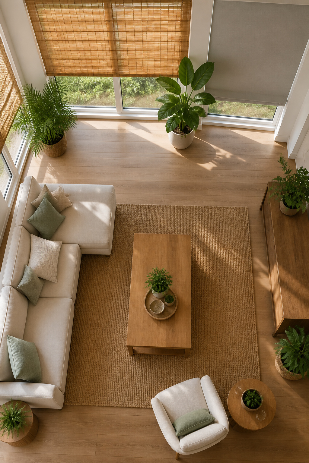 Various modern window treatments displayed in a home.