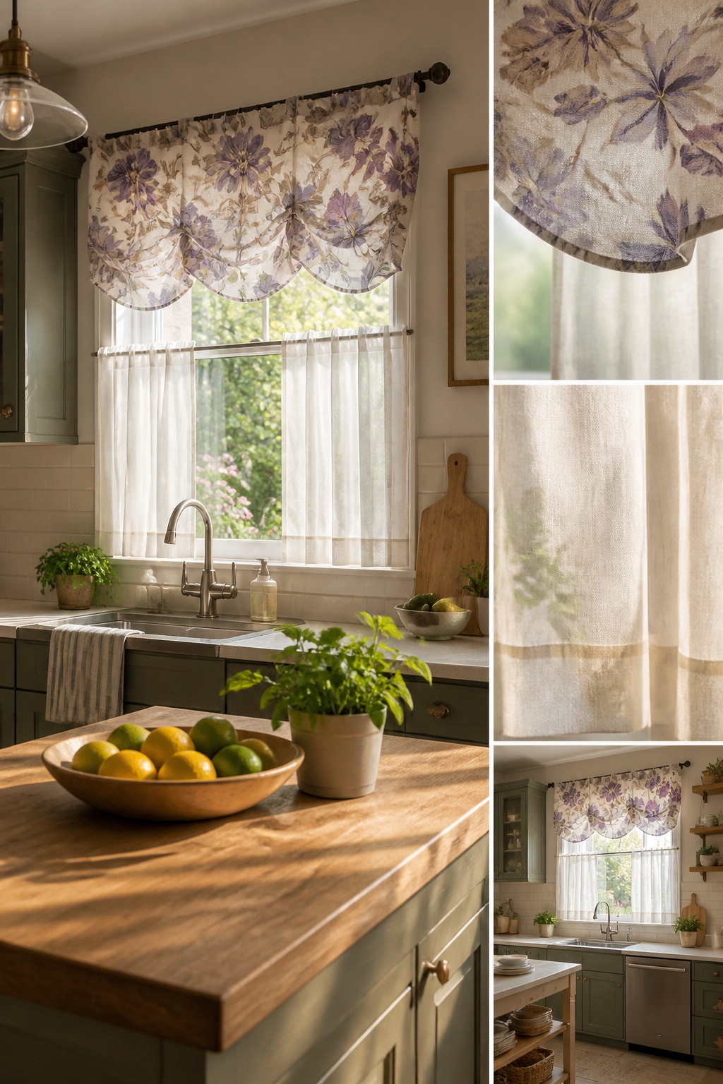 Kitchen Window Curtains: Styles, Fabrics, and How to Choose 5 A kitchen window with semi-sheer curtains allowing light in.