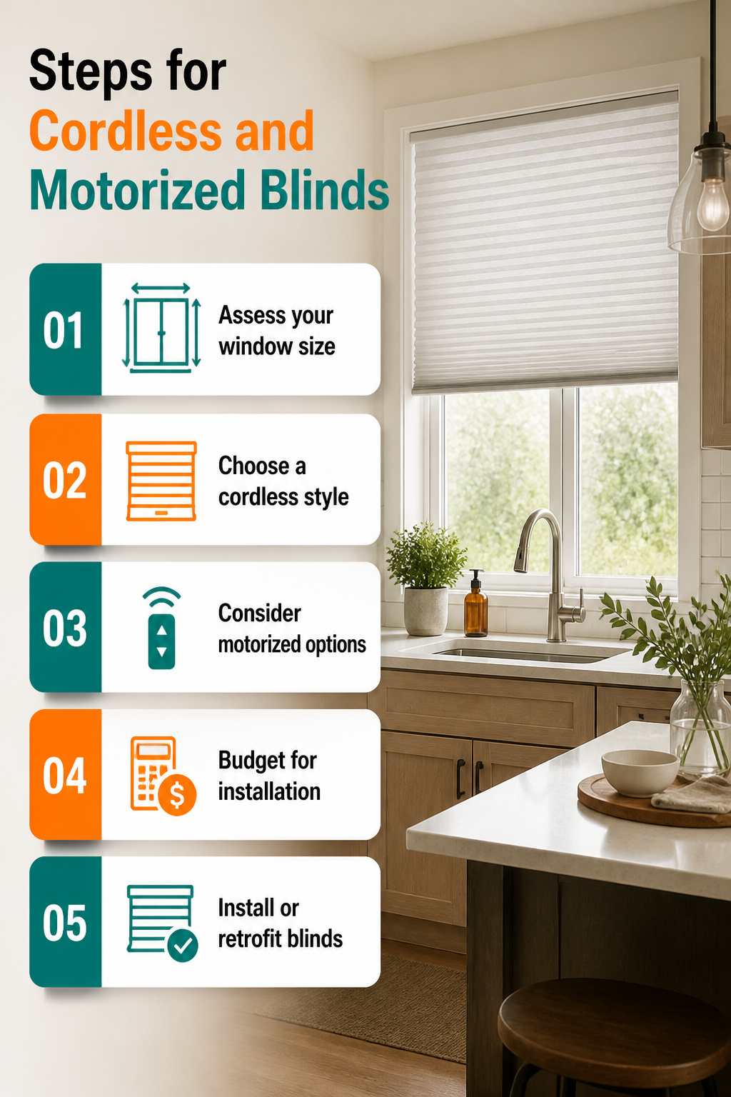 Steps for installing cordless and motorized blinds.