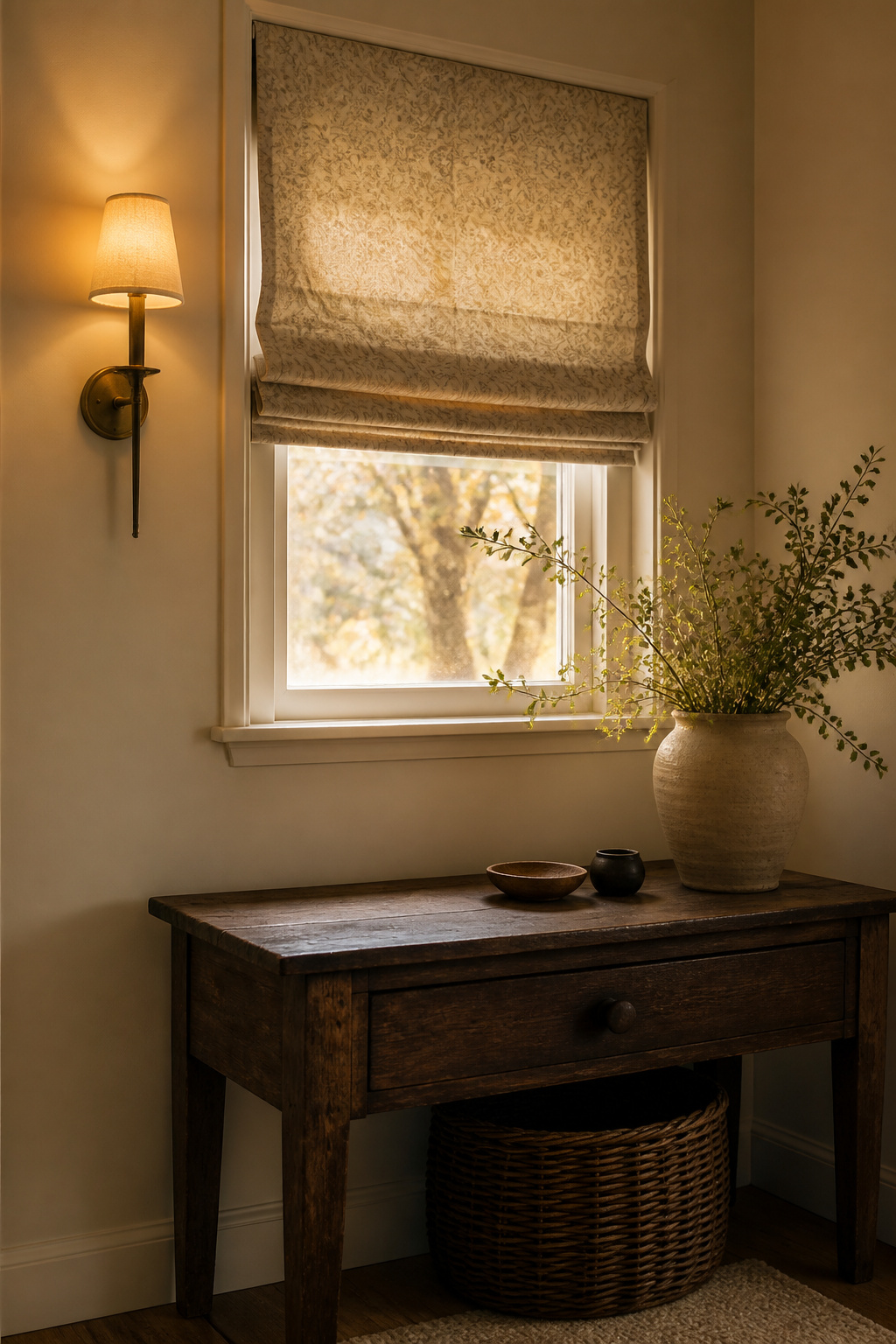 10 Small Window Ideas for 2026: Shades, Shutters & Curtains 4 Small window dressed with elegant Roman shades.