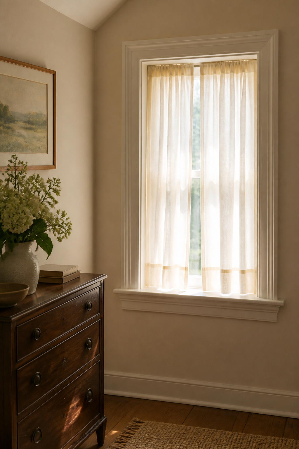 10 Small Window Ideas for 2026: Shades, Shutters & Curtains 9 Small window dressed with lightweight cotton curtains.