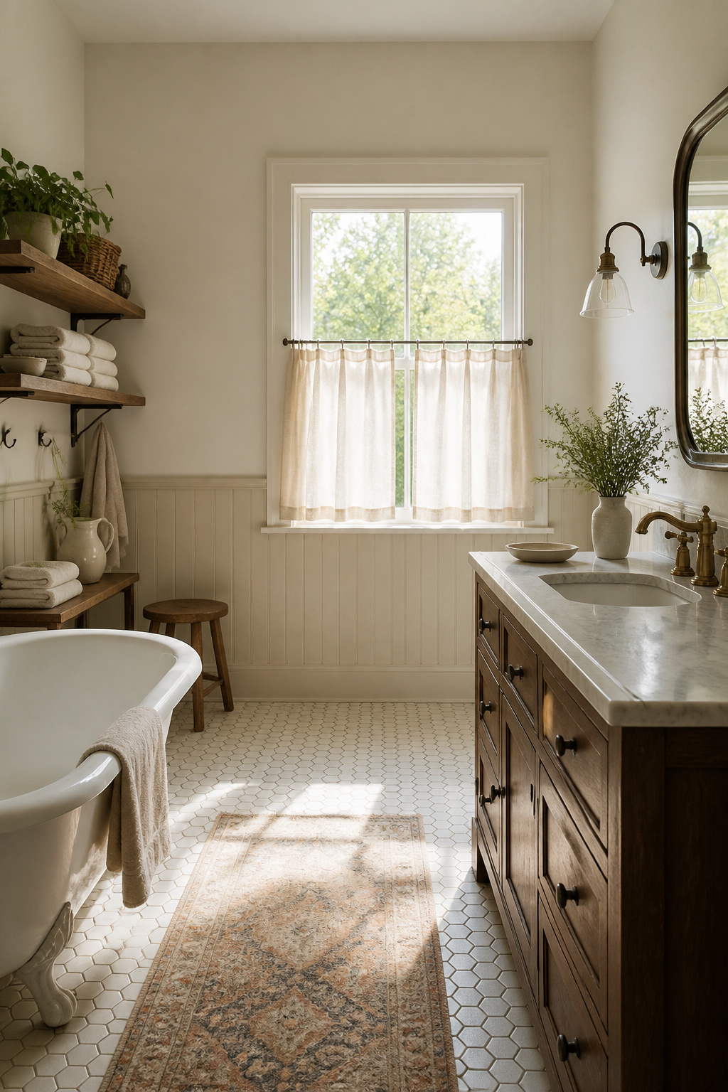 12 Small Window Privacy Ideas: Blinds, Shades, Film & More 11 Sill-length curtains hanging just above a small window.
