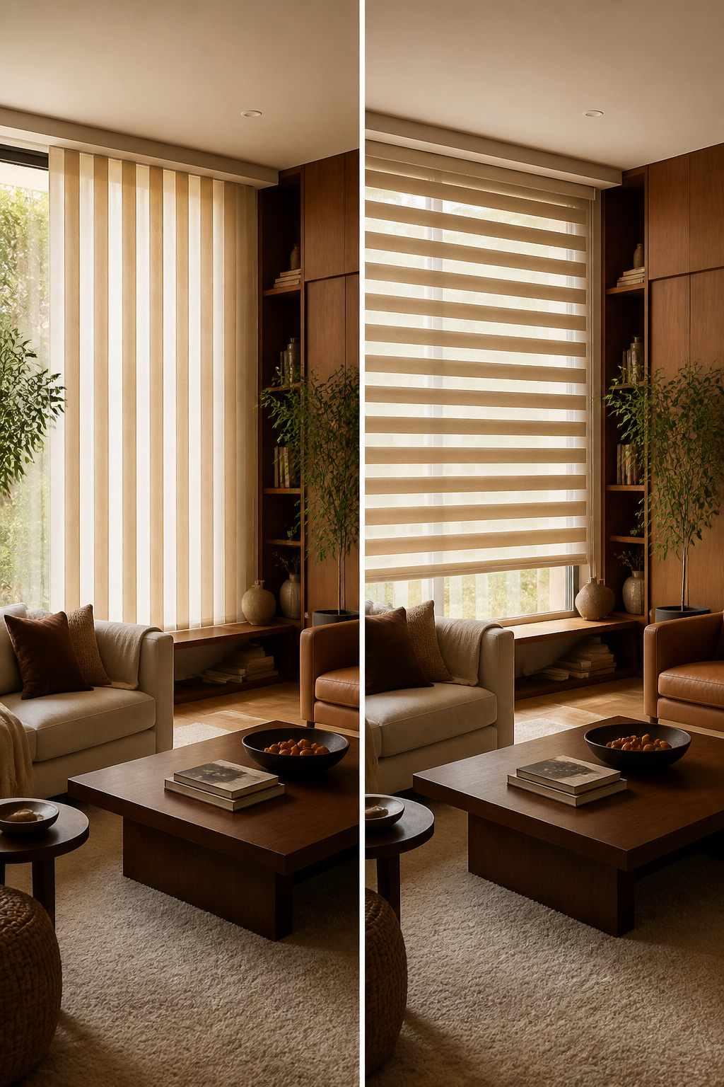 11 Striped Window Blind Styles, Ideas & Photos for 2026 12 Illustration showing effects of stripe direction on room dimensions.
