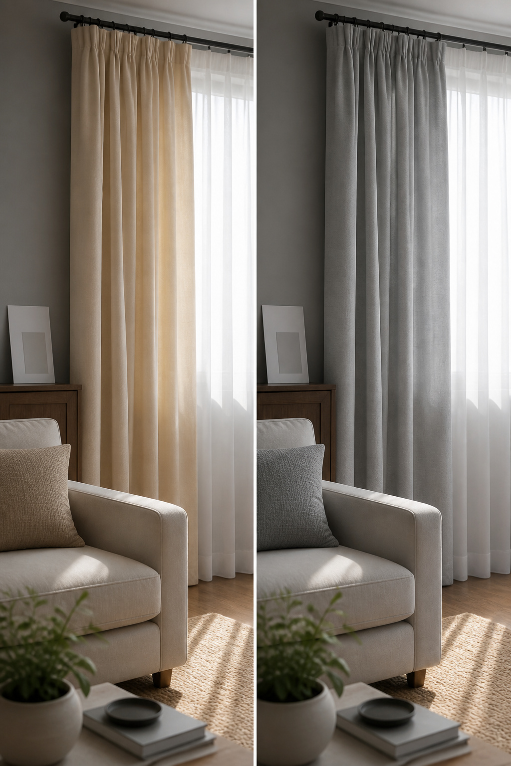 A fabric swatch being compared against warm and cool colors.