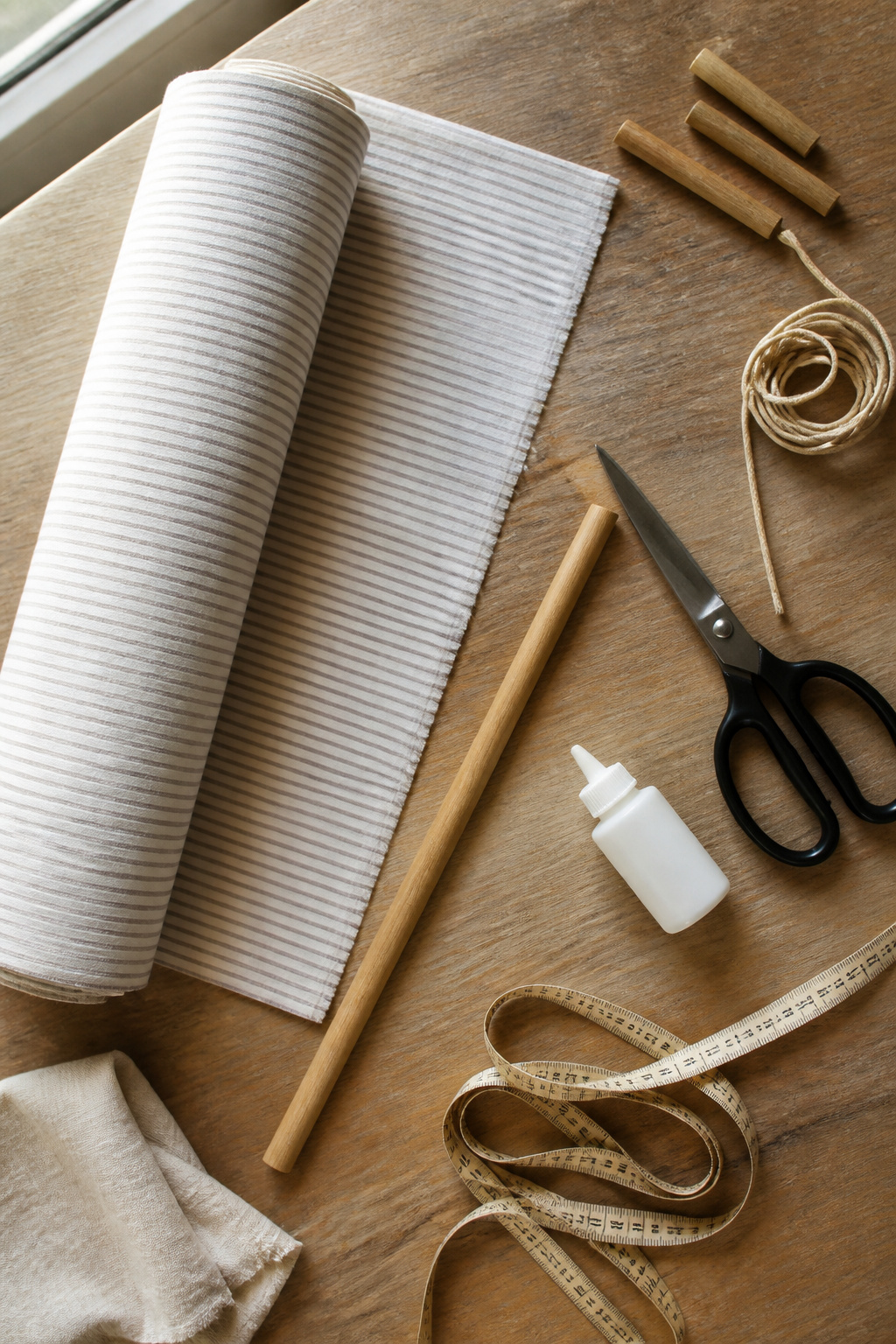 How to Make DIY Window Blinds: A 6-Step Guide for 2026 7 Various materials needed for creating DIY window blinds on a table.