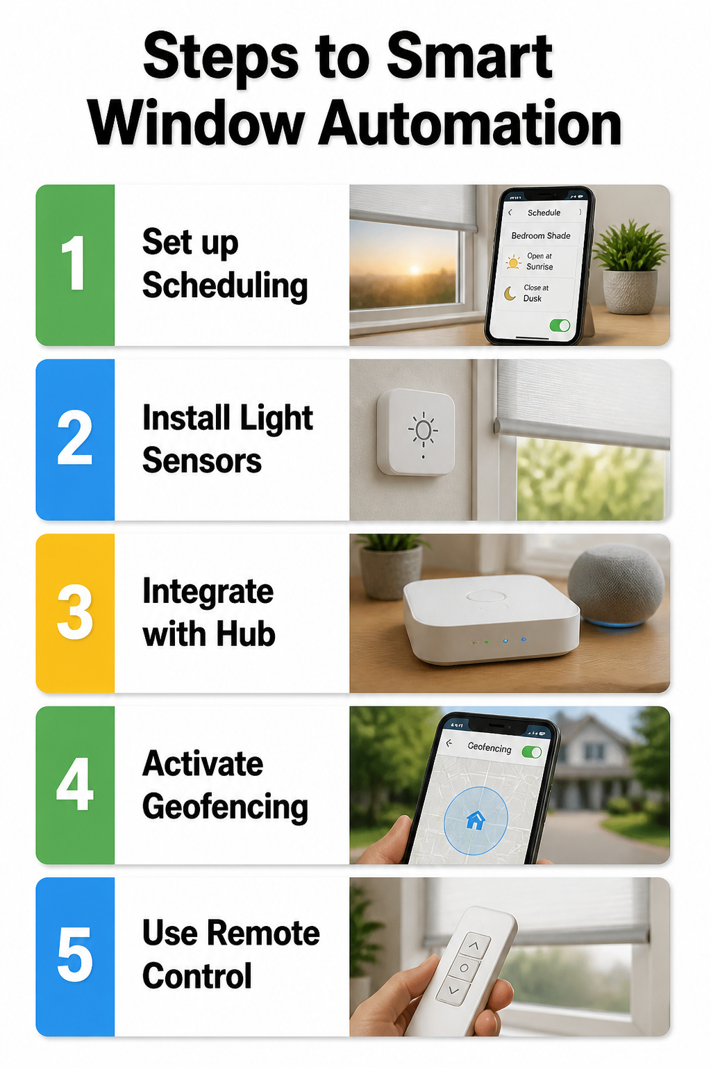 An information image detailing steps to smart window automation.