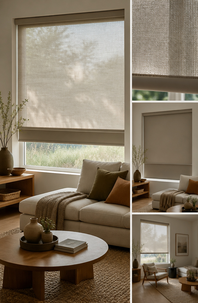 Dual shades with light-filtering and room-darkening layers in a window.