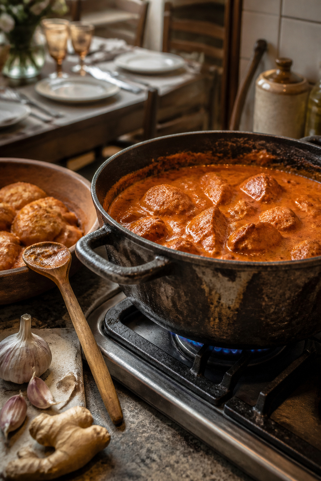 Butter Chicken Recipe with Heavy Cream and Coconut Options 1 Close-up of butter chicken with a creamy, spiced sauce.