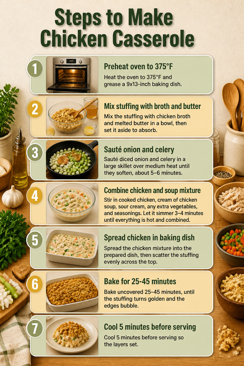 Chicken and Stuffing Casserole 3 Instructions for preparing chicken and stuffing casserole.