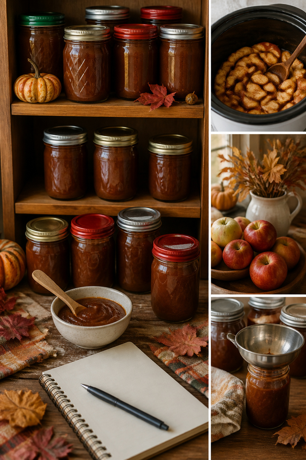Crockpot Apple Butter: Slow-Cooker Method, Varieties, and Storage 7 Bottles of apple butter with instructions for refrigeration and freezing.