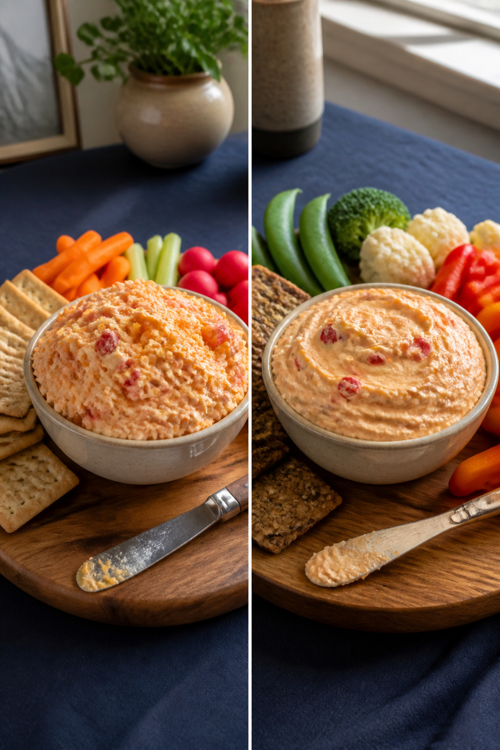 Pimento Cheese: Classic and Regional Styles 2 Bowl of pimento cheese with cream cheese on a wooden countertop.