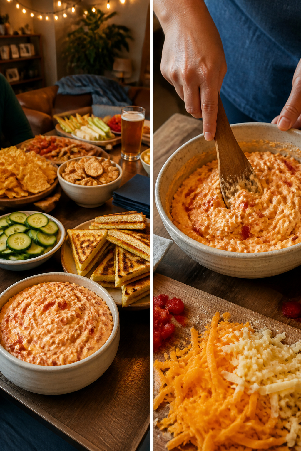 Pimento Cheese: Classic and Regional Styles 7 Bowl of pimento cheese served with crackers and celery sticks.