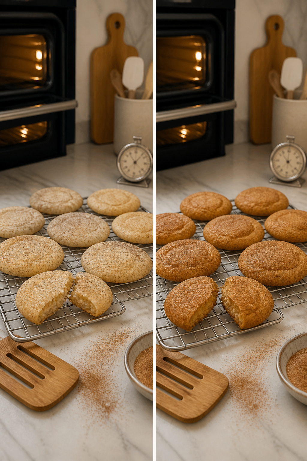 Classic Snickerdoodle Recipe: Soft, Chewy, and Simple 5 An oven set to 350°F with snickerdoodles baking inside.