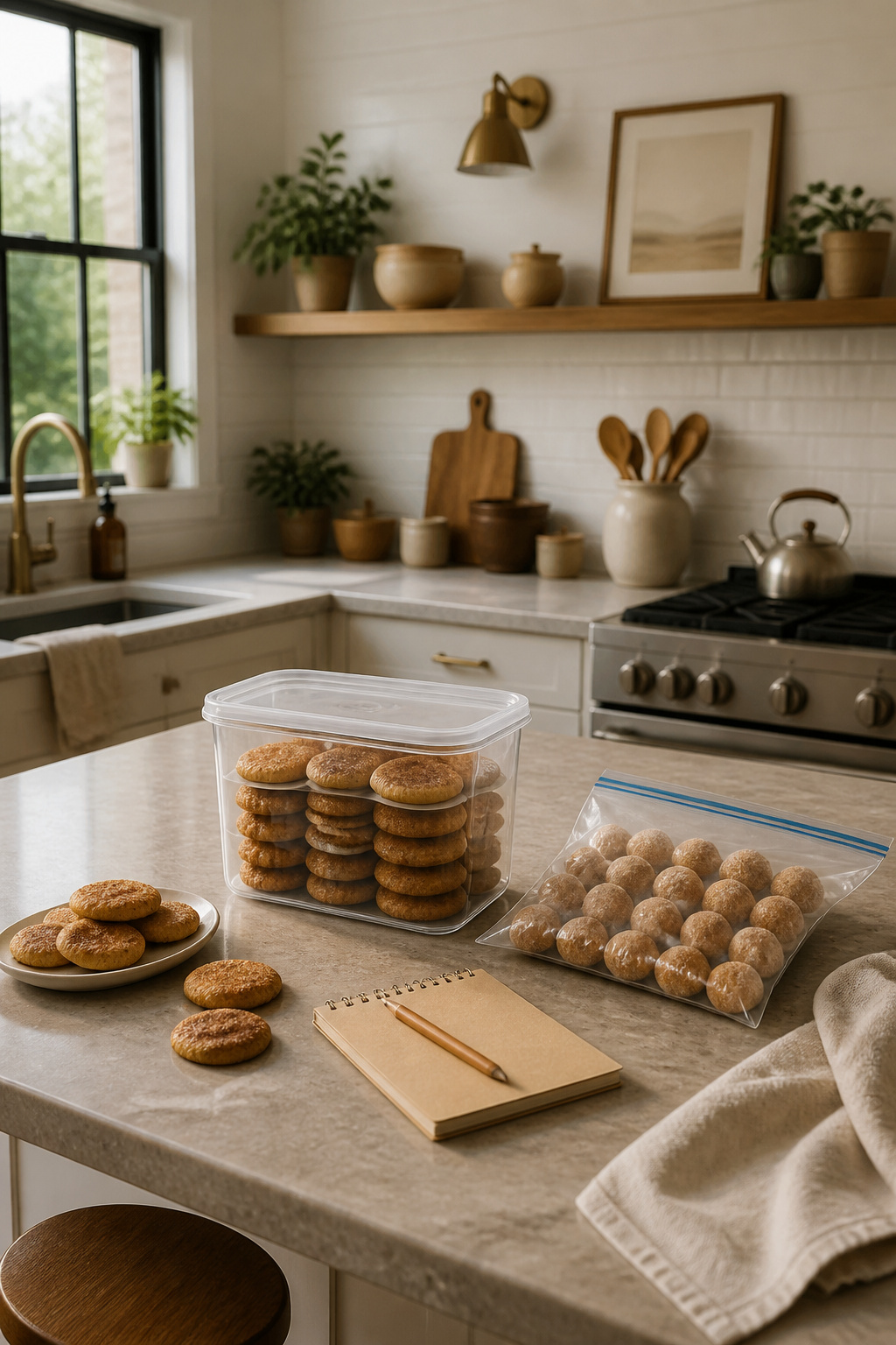Classic Snickerdoodle Recipe: Soft, Chewy, and Simple 7 A container holding freshly baked snickerdoodle cookies.
