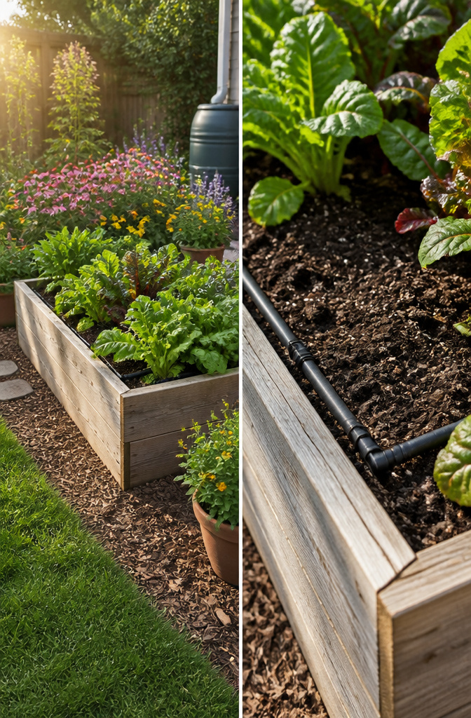 Illustration of soil and watering recommendations for raised beds.