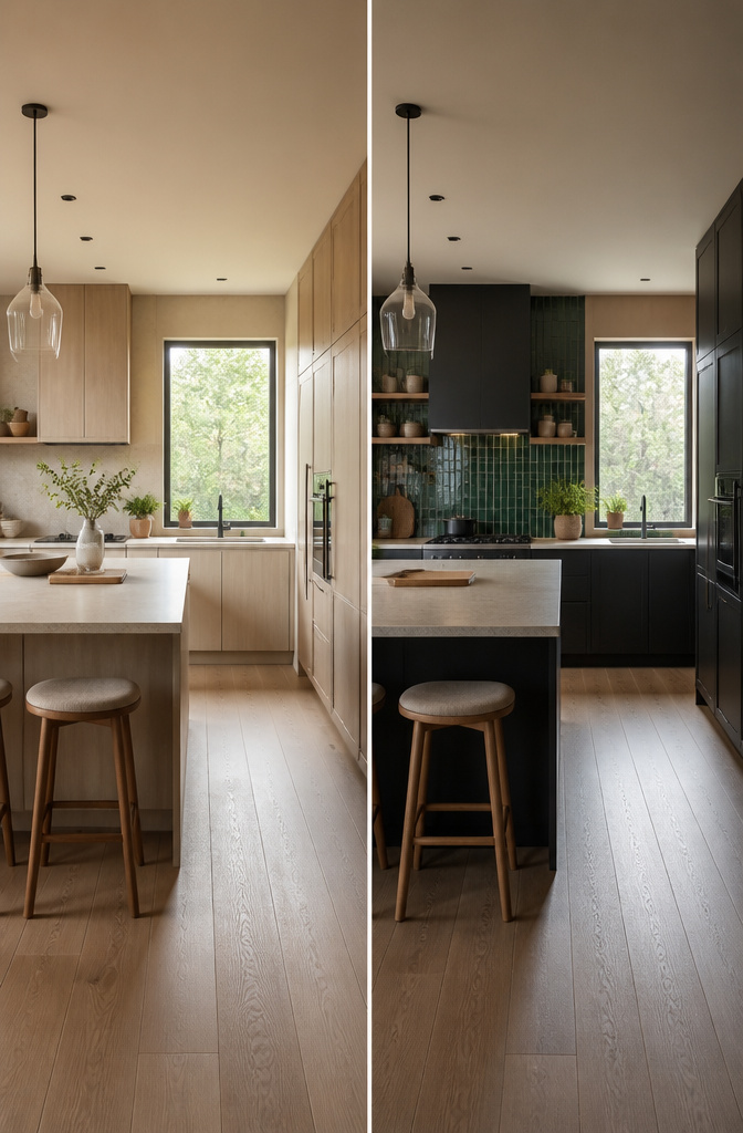 Color palette rule applied to a Chinese kitchen design.