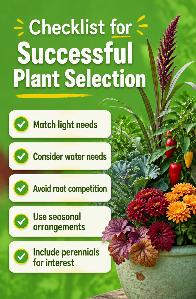 A checklist for choosing plants based on shared conditions.