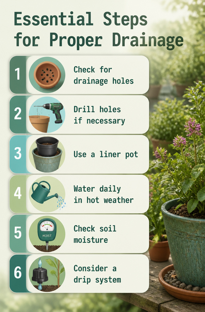 Information image detailing essential steps for proper drainage.