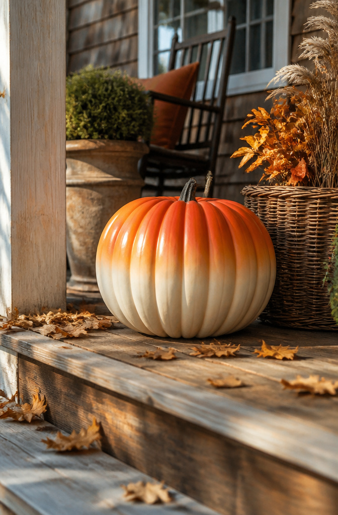 Pumpkin showcasing an ombre effect from dark to light colors.