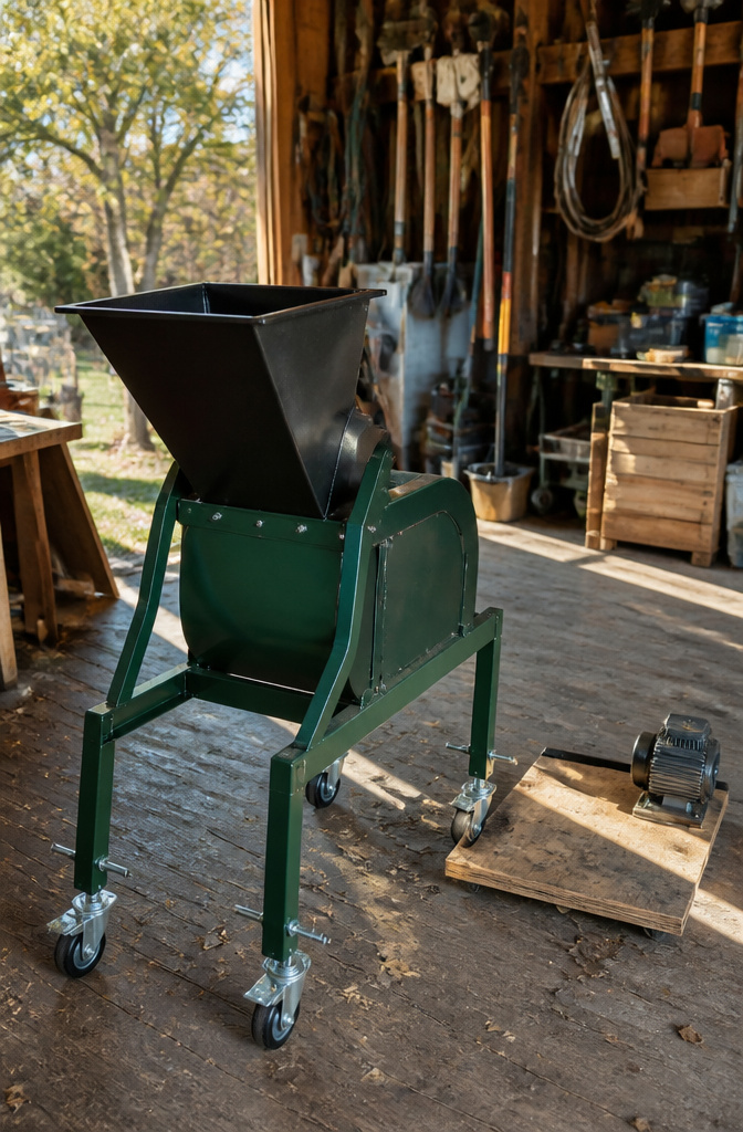Locking casters installed on the front legs of the mulcher.