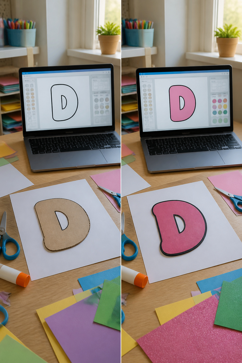 A tool interface for customizing a bubble letter D.