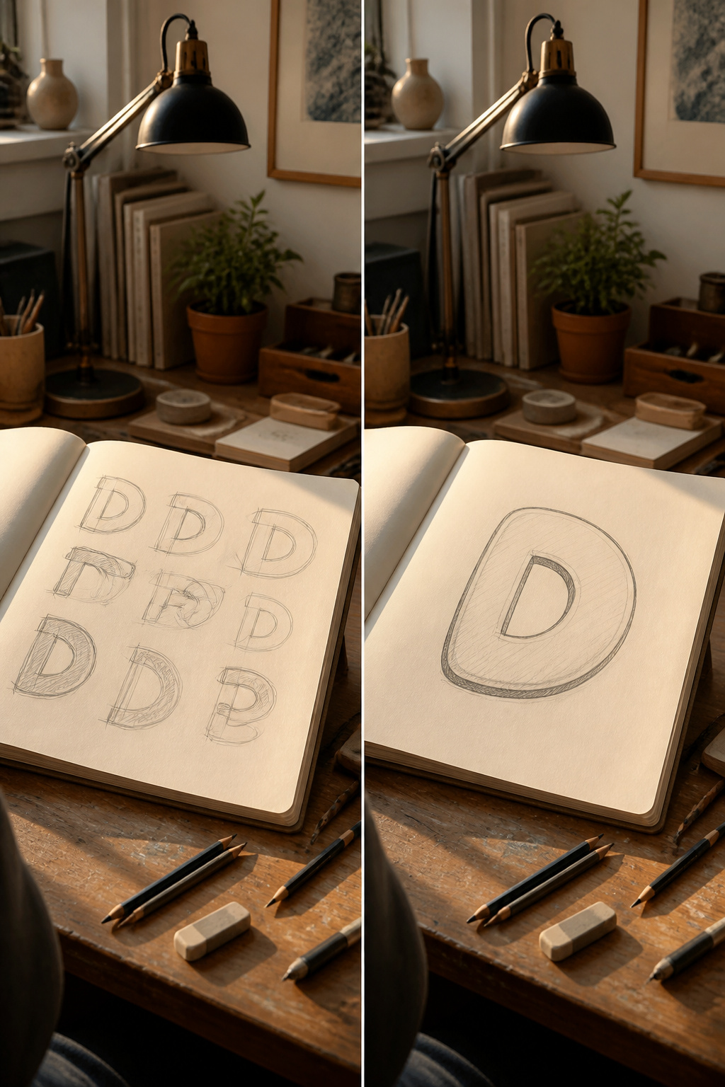 Tips for drawing a bubble letter D, focusing on curves and spacing.