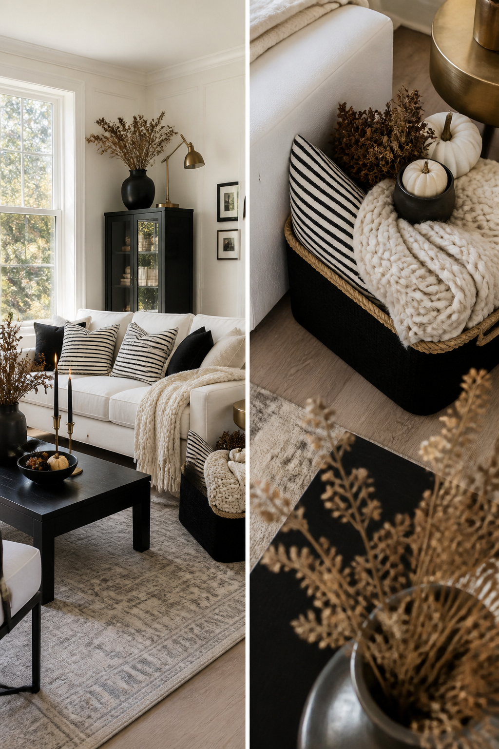 12 Black White Decor Ideas for Every Room in 2026 11 A collection of seasonal black and white decor items.