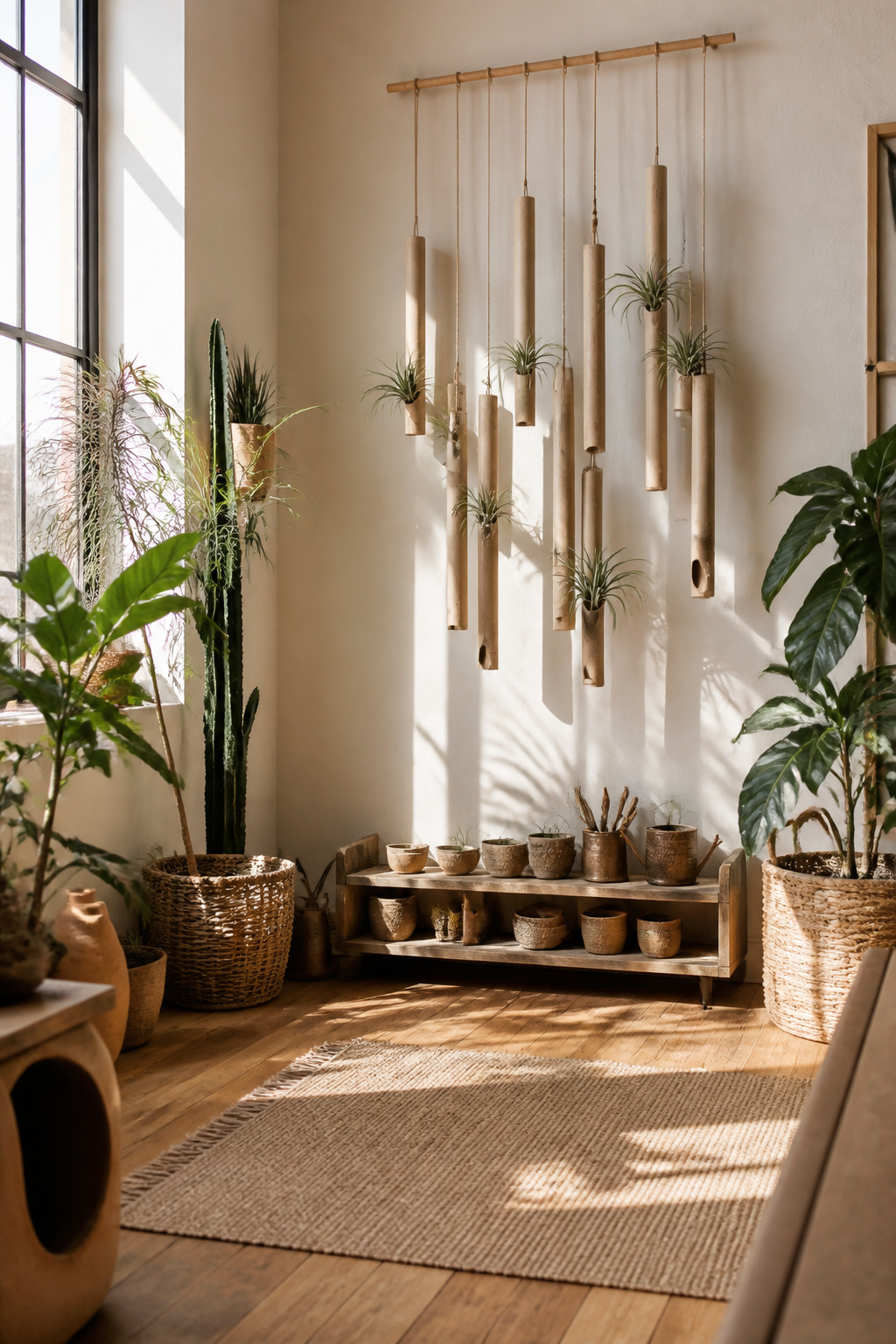 30 DIY Bohemian Decorating Ideas for Every Room in 2026 9 Air-dry clay tubes hung to hold air plants in a stylish manner.
