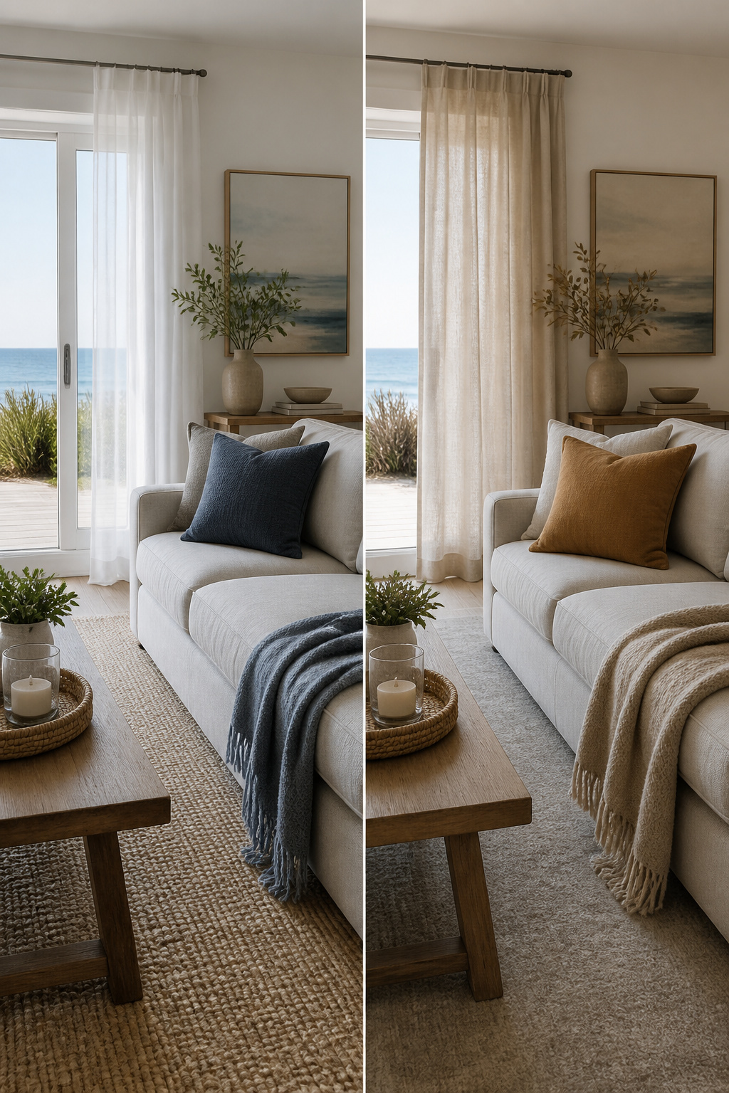 10 Coastal Decorating Ideas for Light, Airy Rooms in 2026 15 A cozy living room with seasonal decor changes for winter.