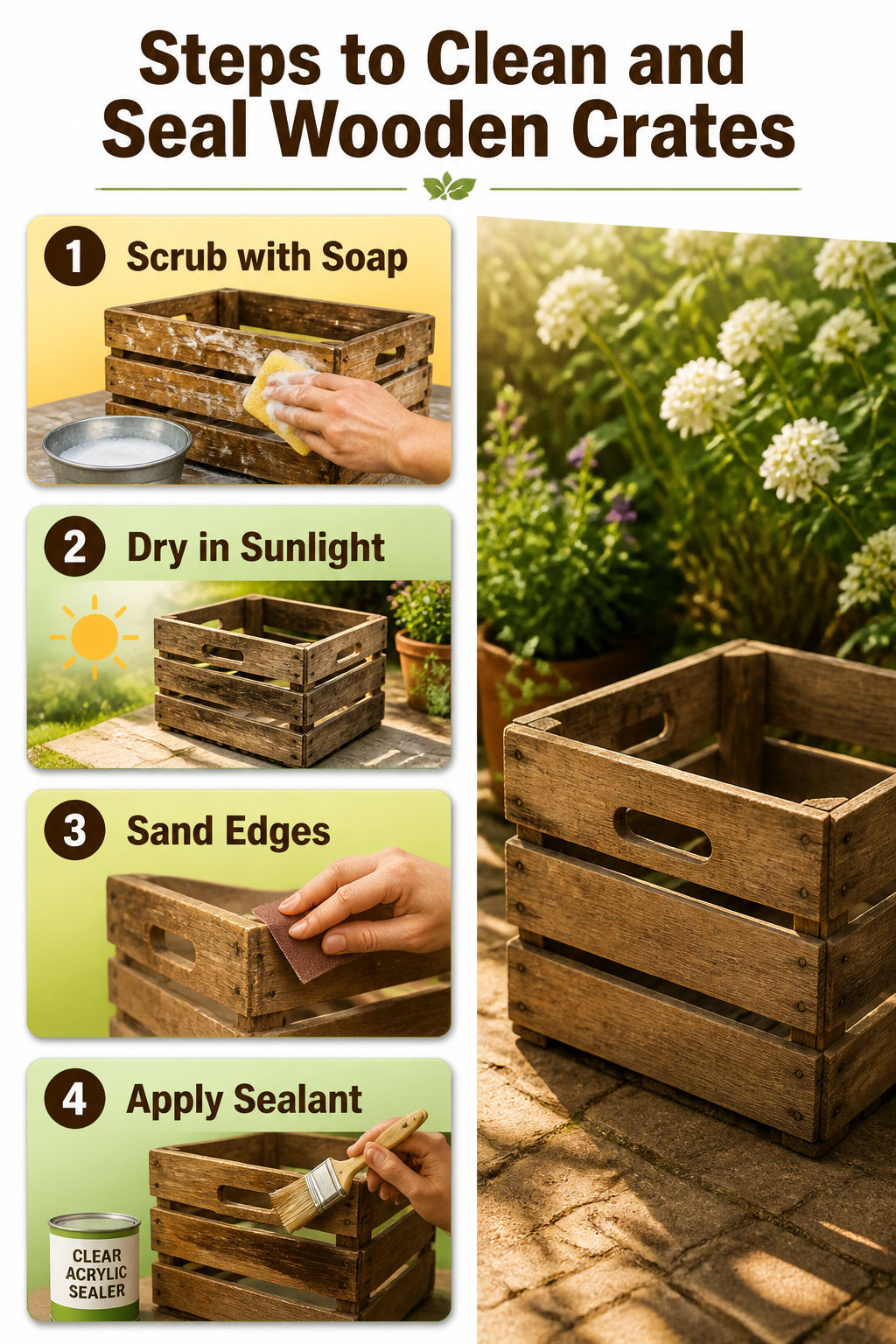11 Ways to Decorate with Wooden Crates for Any Room 12 Steps to clean and seal wooden crates for use.