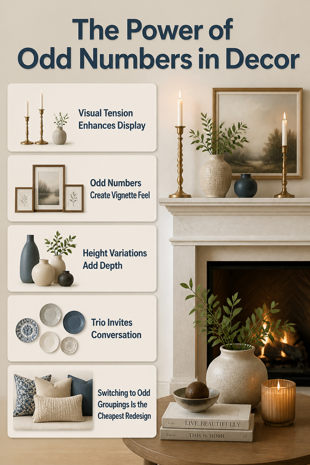 Two candlesticks and a bud vase arranged on a mantel.