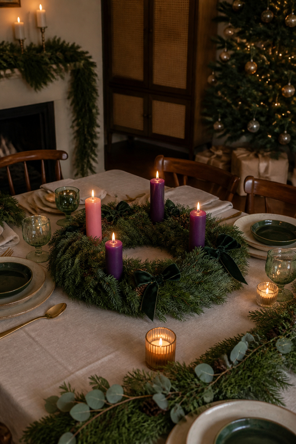 DIY Advent Candle Holder Ideas for 2026: Wreaths, Spirals and Displays 8 Traditional Advent wreath with four candles on a table.