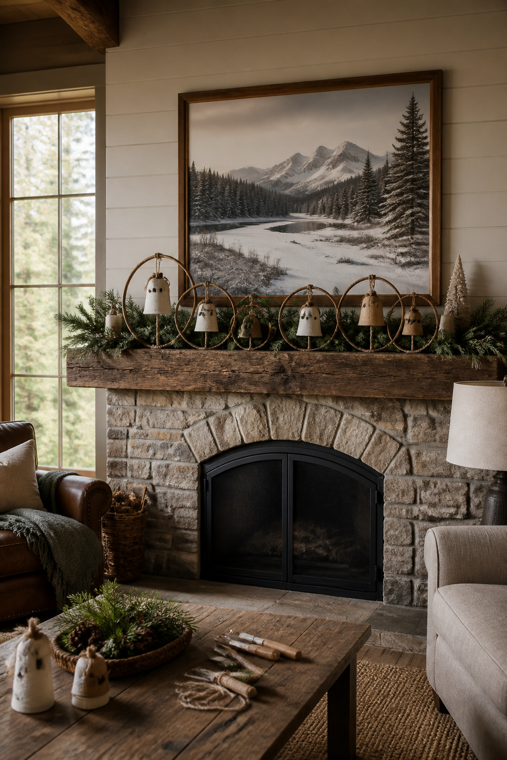 How to Make DIY Christmas Bells: Shapes, Bodies, and Clappers (2026) 12 A mantel decorated with lightweight DIY Christmas bells.