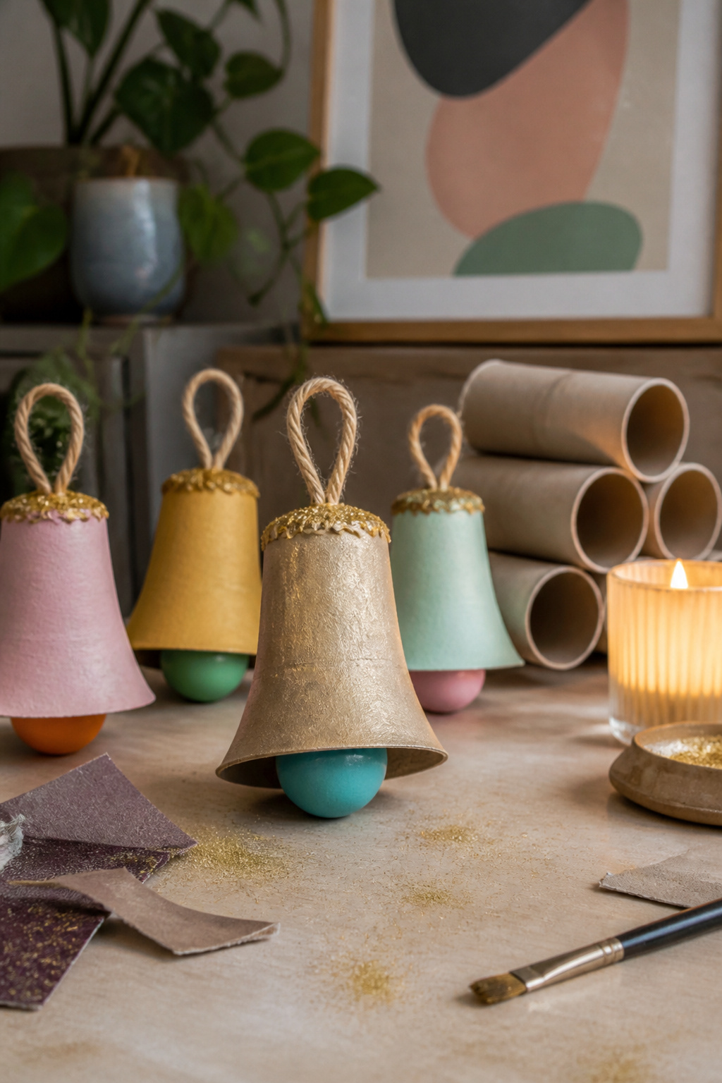 How to Make DIY Christmas Bells: Shapes, Bodies, and Clappers (2026) 3 A toilet paper roll bell topped with a brightly colored plastic Easter egg.
