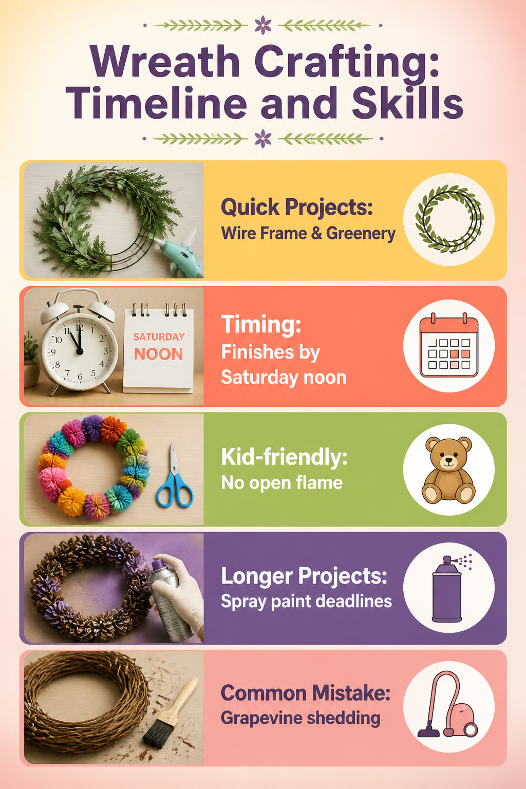 30 DIY Christmas Wreath Ideas for 2026 Front Doors 33 A visual representation of crafting timelines for different wreaths.
