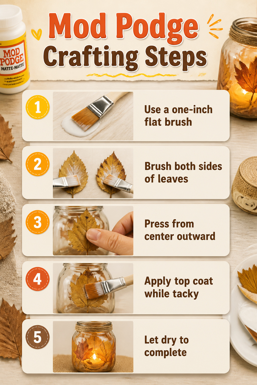 DIY Fall Lantern Decor Ideas for Indoors and Outdoors 23 Steps for using Mod Podge in lantern crafting.
