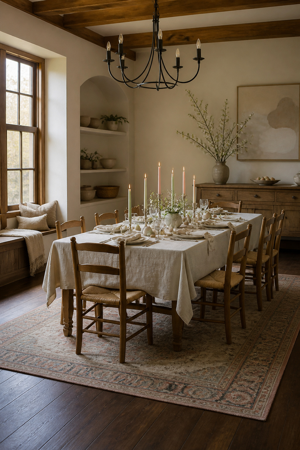 25 Easter Table Settings for 2026 Spring Gatherings 12 Taper candles in spring colors placed on a table.