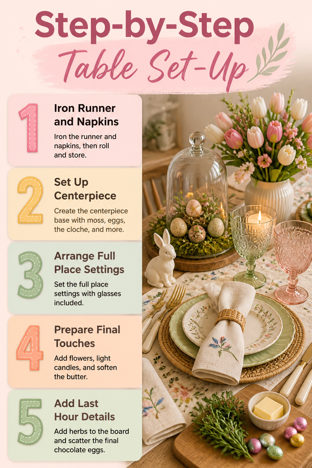 25 Easter Table Settings for 2026 Spring Gatherings 29 Step-by-step table setup instructions for Easter.