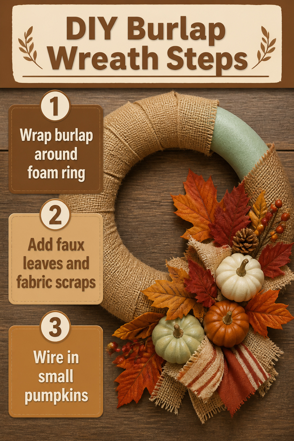 8 Easy Fall Decorating Ideas for a Cozy Home in 2026 2 Steps to create a burlap wreath with fabric scraps and small pumpkins.