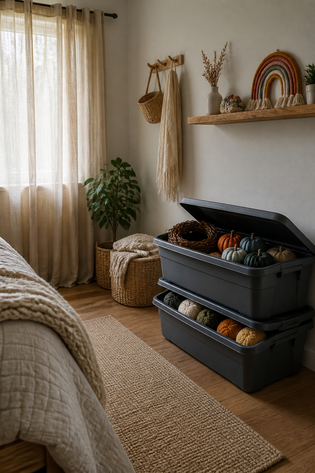 15 Fall Craft Ideas for Adults: Pumpkins, Wreaths, Signs & More 21 Bins for storing fall crafts to keep them safe and dry.