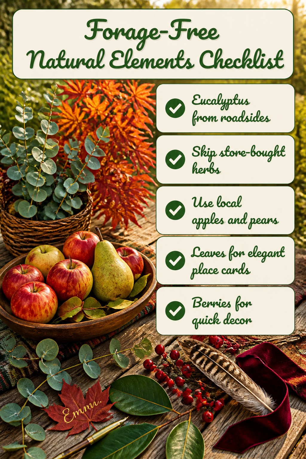 7 Fall Table Setting Ideas and Styles for 2026 11 Checklist for foraging natural elements to use in table decor.