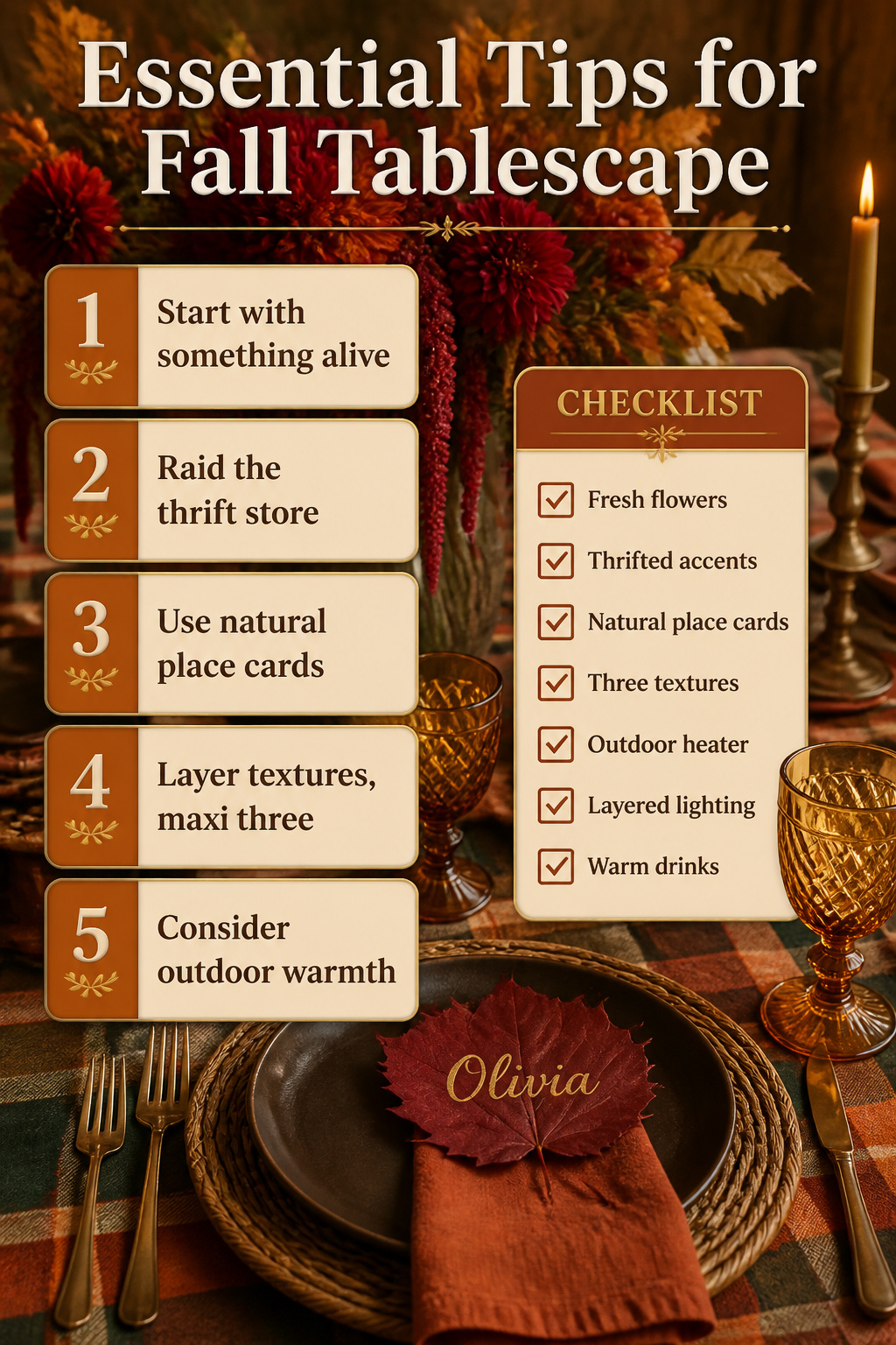 7 Fall Table Setting Ideas and Styles for 2026 3 Checklist of tips for creating a fall tablescape.