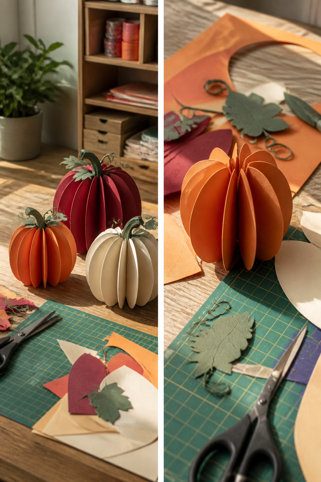 25 Pumpkin Craft Ideas for Fall Decor, Kids, and Adults (2026) 13 A 3D paper pumpkin made from folded cardstock.