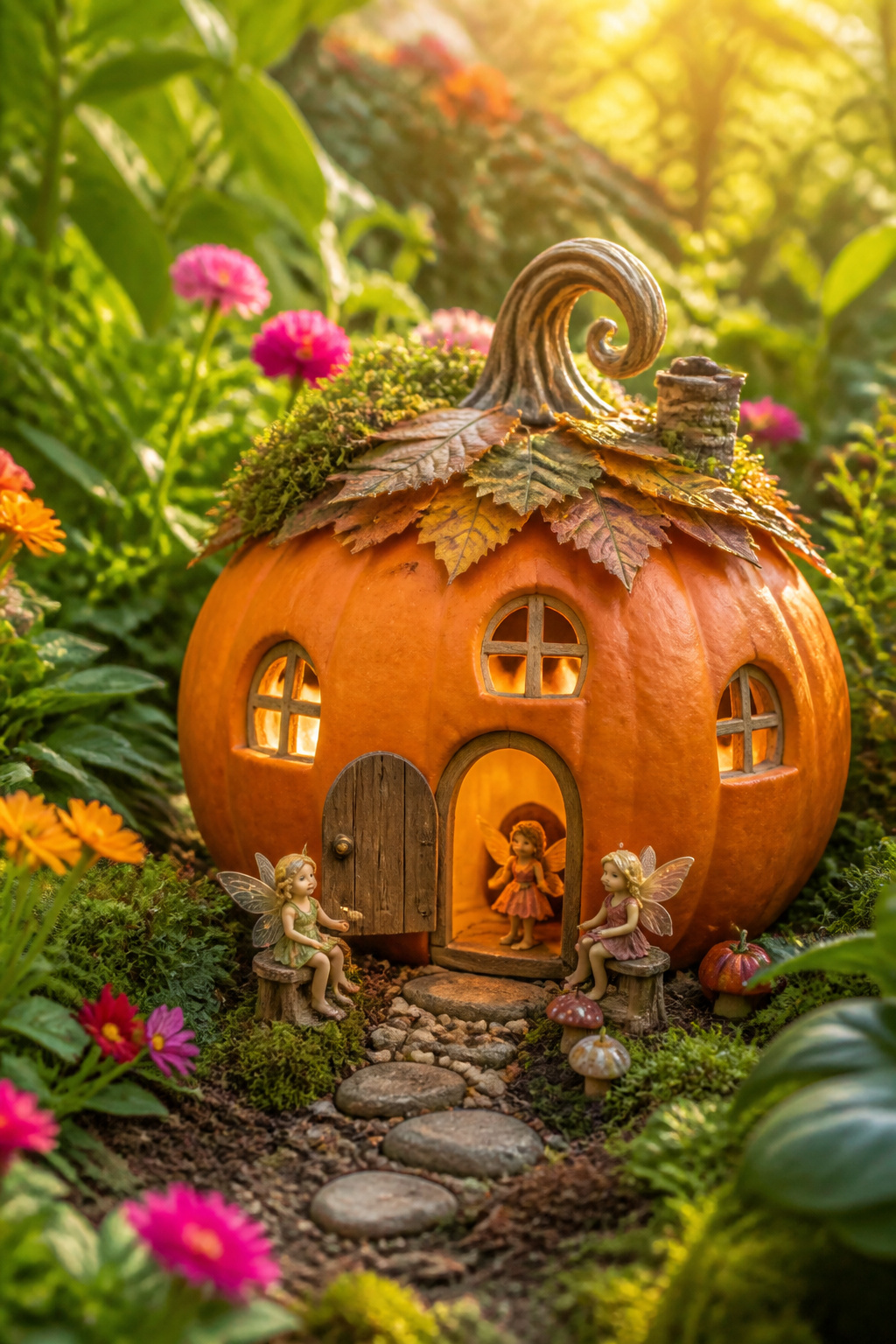 25 Pumpkin Craft Ideas for Fall Decor, Kids, and Adults (2026) 16 A carved pumpkin fairy house with small openings.