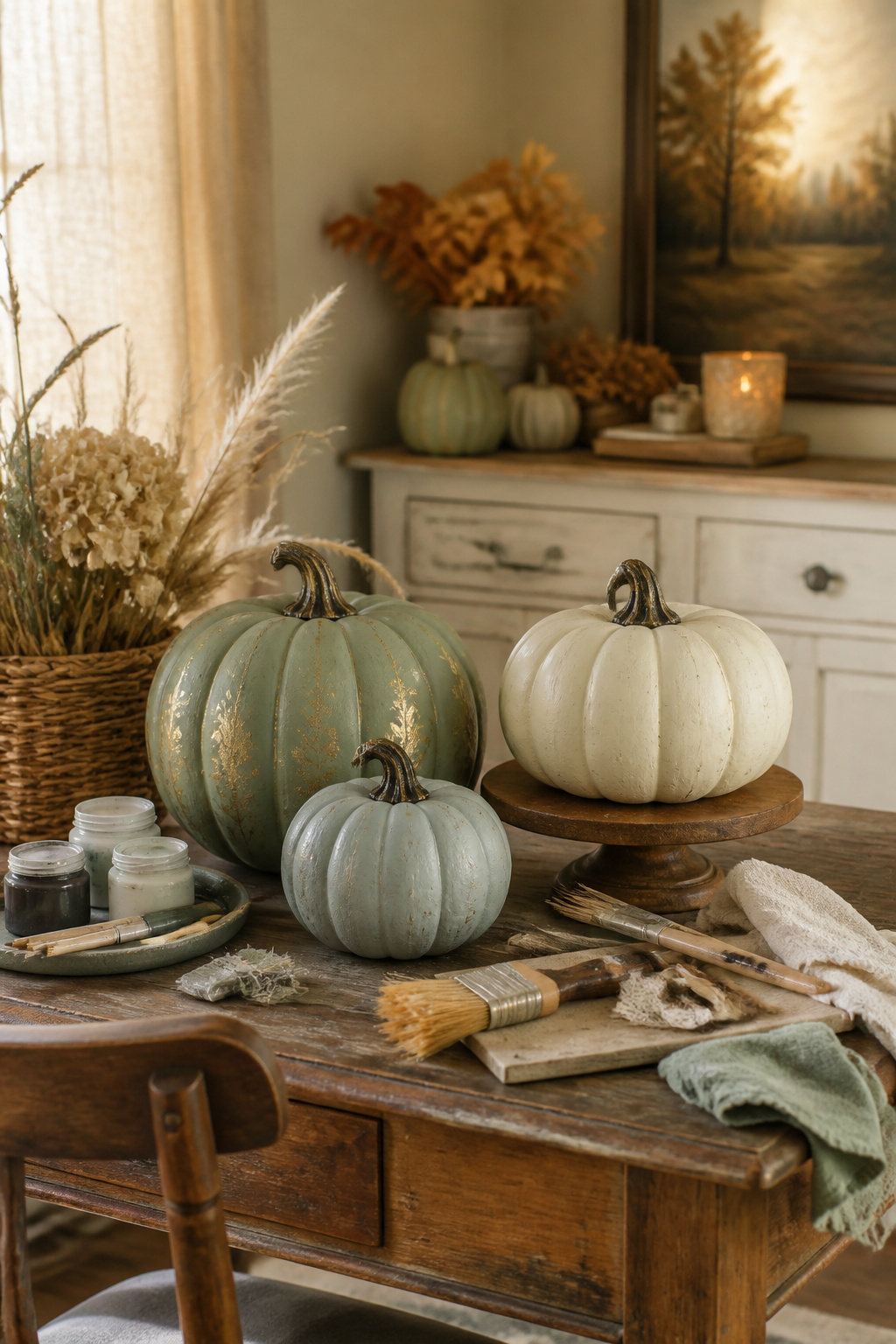 25 Pumpkin Craft Ideas for Fall Decor, Kids, and Adults (2026) 22 Faux pumpkins painted with chalk and wax finishes.