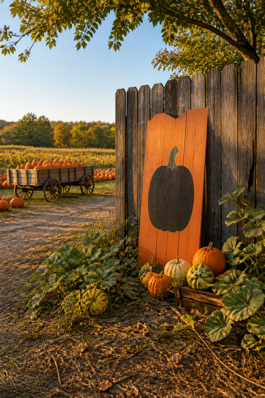 25 Pumpkin Craft Ideas for Fall Decor, Kids, and Adults (2026) 23 A wooden pumpkin patch sign painted for outdoor use.